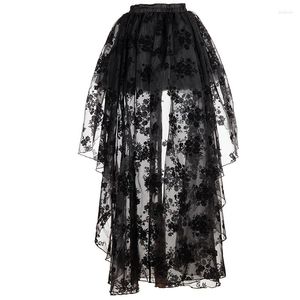 Rokken Dames Sexy Rok Vrouwelijke Gothic Tule Steampunk Maxi Kant Bloemen Baljurk Vintage Shows Dance Party Korset