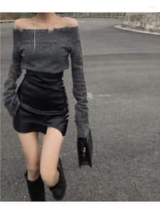 Rokken vrouwen A-lijn zwarte gotische lederen rok Vintage y2k Harajuku Korean Fashion Mini Emo 2000s esthetische trashy kleren