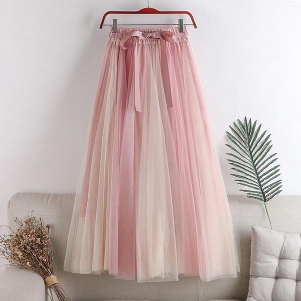 Jupes Femmes Adulte Gaze Costume Extensible Taille Haute Princesse Ballet Tulle Tutu Danse Bal De Mariage Demoiselles D'honneur Fête Longue Jupe