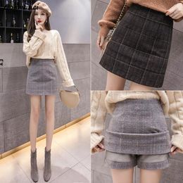 Rokken dames herfst wollen plaid aline zipper chique Koreaanse stijl mini hipskirt stijlvolle preppy dames faldas streetwear ins 220818