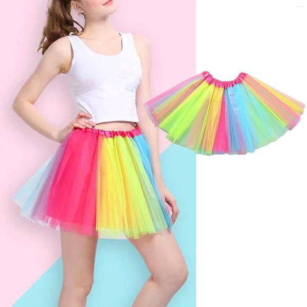 Faldas para mujeres dulces coloridos tul tutu media falda carnaval mardi gras fiesta hinchado chicas cortas faldas y2k ropa de vestuario desfile