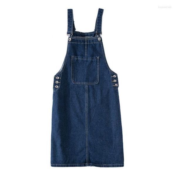 Jupes femmes classique solide jean salopette Mini filles doux poche all-match jupe femme décontracté sangle réglable 60198