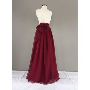 Faldas Mujer elegante gasa largo Maxi falda con lazo fajín forro de satén cintura elástica falda de dama de honor Faldas Mujer Moda