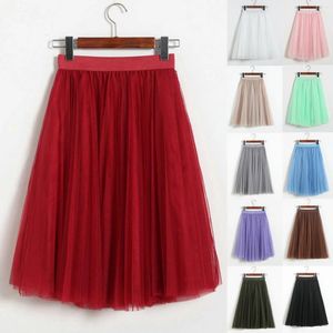 Rokken Damesmode Effen Kleur Mesh Ballet Tule Plooirok Bruiloft Prom Chiffon Hoge Taille Bubble