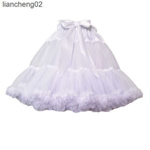 Rokken damesmeisjes gegolfden korte petticoat massieve witte kleur donzige bubbel tutu rok gezwollen halve slip prom crinoline unskirt no hoepel w0308