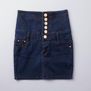 Rokken vrouwen hoge taille jeans mini zomer slanke zakken knop rok vrouwelijk mager casual ol denim plus mize 60193