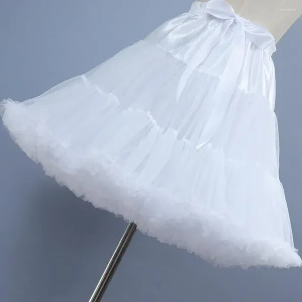 Jupes femmes taille haute jupon princesse élégante jupe en Tulle pour femmes avec doublure douce détail de nœud papillon pour la Performance quotidienne