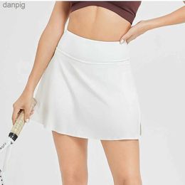 Faldas Mujeres con la cintura alta Crossover Faldas de tenis de tenis activo Falda corta plisada con bolsillos Fitness Sports Ropa Y240508