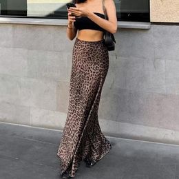 Jupes Femmes à taille haute jupe élégante Leopard Imprimerie haute taille maxi pour les fêtes de plancher en queue de poisson gaine