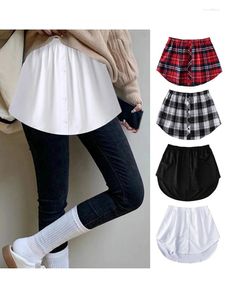 Faldas Mujeres Irregular Desmontable Underskirt Mini Falda Rojo Negro Blanco Cuadros Impreso Cintura Elástica