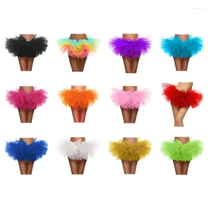 Jupes Femmes Couches Danse Tulle Jupe Élastique Taille Haute Plissée Maille Midi Carnaval Costume Demoiselle D'honneur Jupon