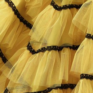 Jupes Femmes Mesh Cake Skirt Gauze Elegant haute taille A-line maxi avec couleur de dénigrement Couleur éparpillée ourlet Princesse pour gros