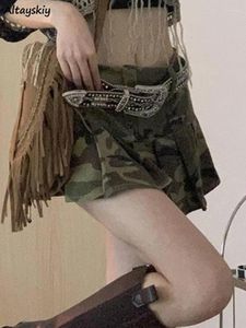 Jupes femmes mini sexy a-line charmante étudiants de loisirs plissés camouflage de rue simple style américain abandonné s-4xl