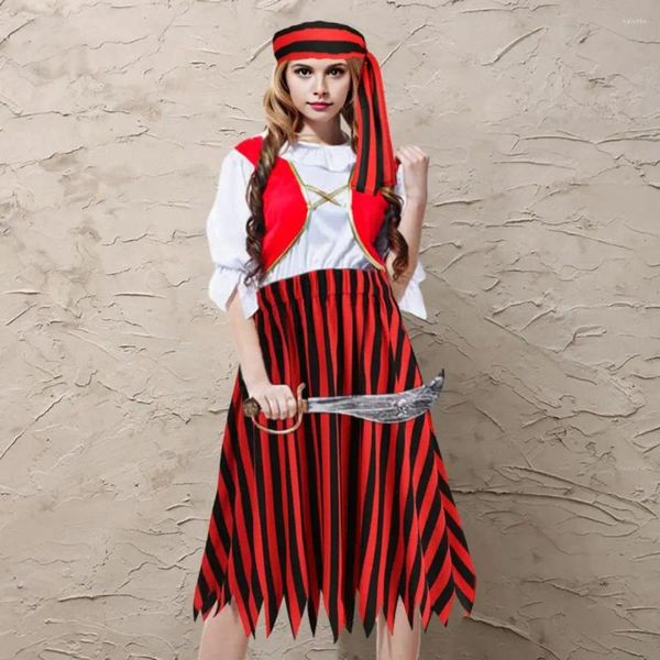 Skirts Women Pirate Cosplay Skirt Belt Set con pañuelo en la cabeza para la fiesta temática del Renacimiento