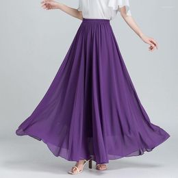 Faldas de gasa plisada para mujer, moda Primavera Verano 2022, línea A, cintura alta, largas, Maxi Saias femeninas