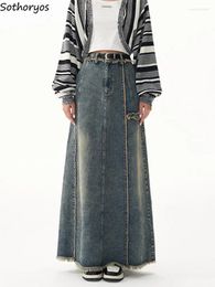 Rokken Dames S-4XL Losse Amerikaanse stijl Design Mode All-match Casual Eenvoudige Retro Winter Dames Streetwear Denim Faldas
