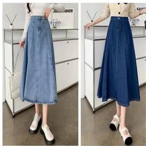 Rokken dames A-lijn streetwear losse casual jeans zomer Koreaanse stijl hoge taille sexy split klassieke vintage rok 2024