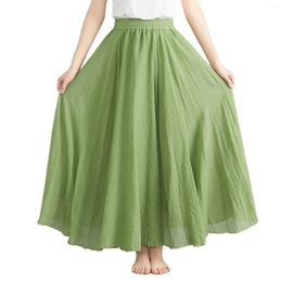 Saias Feminina Vestido Casual Elegante Cor Sólida Saia Longa Cintura Elástica Fluida Caimento Solto Saias Femininas Evangélicas