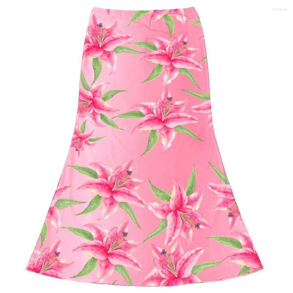 Jupes Femme Casual Floral Print Comfy Hawaii Style High Elastane Waist Sexy Skirt