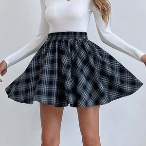 Faldas Falda plisada a cuadros con cintura elástica para mujer Escuela de patinador de tartán