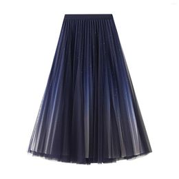 Jupes à la broderie féminine industrie lourde à moitié robe zevityj jupe A-line élégante artistique y2k ciel long streetwear