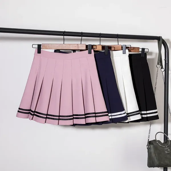 Jupes de la mode féminine haute jupe à rayures jupe plissée ulzzang cosplay kawaii harajuku femelle mini short