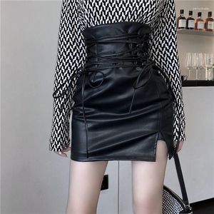 Saias femininas meninas y2k mulheres mini saia de couro shorts verão harajuku lolita streetwear goth kawaii moda gótico coreia