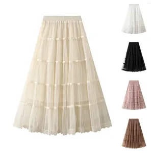 Jupes Femmes Taille Haute Jupe De Gâteau Multi Couche Maille Épissage Lit De Dentelle Pour Cadre Ajustable Filles Noël