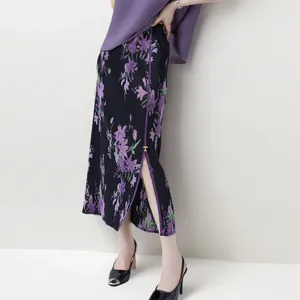 Jupes Jupe crayon pour femmes miyake plissé mode haut stretch chinois côté couture fendre hanche hanche