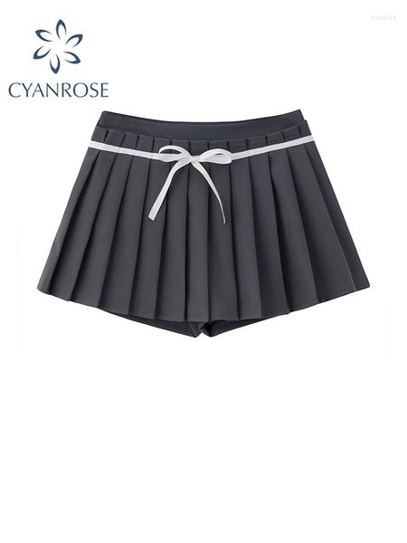 Jupes femmes plissées Shorts jupe été taille haute a-ligne gris coréen Harajuku Y2k Kawaii 90s filles Mini vêtements 2023