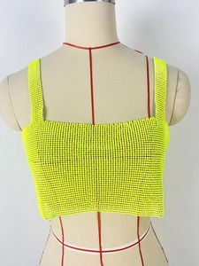 Jupes Femmes Strass Top Discothèque Tôle De Métal Diamant À Lacets SuSpender Avec Soutien-Gorge Gilet À Paillettes