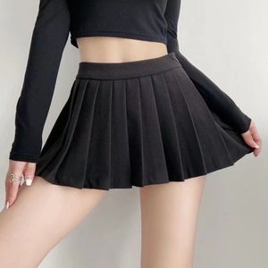 Jupes femmes minijupe sexy vintage blanc noir jupe plissée coréenne tennis jupe short été zip taille haute jupe 230404