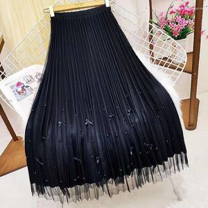Faldas faldas para mujeres moda coreana harajuku largo verano otoño otoño alta cintura midi maxi tulle 2024 vintage negro y2k