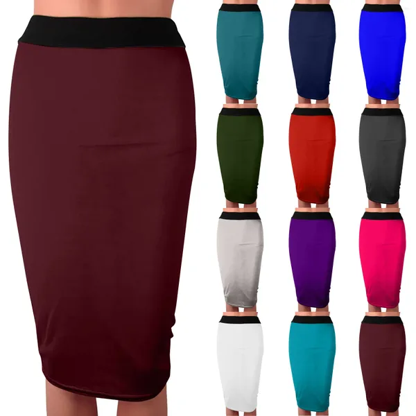 Faldas Tendencia De Las Mujeres 2024 Clubs Slim Elegante Tubo Largo Color Sólido Cintura Baja Verano Falda De Las Mujeres Venta Faldas