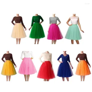 Jupes femmes Tulle élastique taille haute plissée jupe Midi danse Tutus