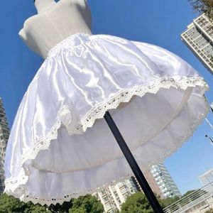 Jupes femmes blanc a-ligne 2 cerceaux Crinoline jupon sous-jupe Lolita Tutu Cosplay jupe en Satin