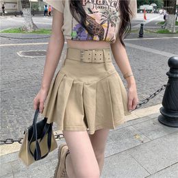 Jupes femme avec ceinture ceintures taille haute Mini jupe courte plissée SML