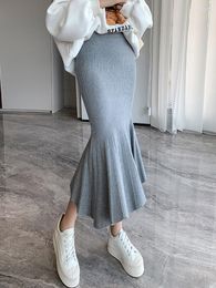 Jupes femmes Saias élégant Faldas Largas Mujer Moda Jupe Femme 2023 Midi taille haute mince blanc printemps automne bureau bas Jupe