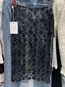 Rokken vrouwen doorzien door glitter pailletten kanten rok y2k casual Koreaans modebandwerk split Harajuku esthetische zoete mujer