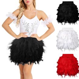 Jupes Femmes jupe plume-jupe arc-en-ciel gonflé jupon vêtements de danse robe de bal mini-jupes fée muti-couleurs élastique Lolita été Tulle