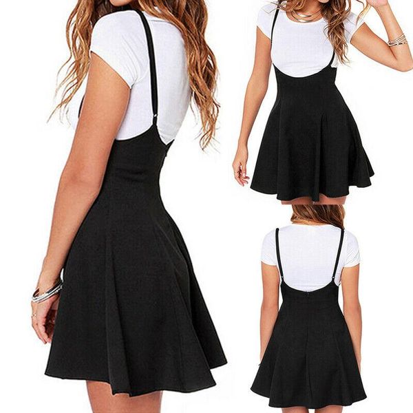 Faldas Mujer Falda Mini Suspender Talle Alto Plisado Ajustable Estiramiento Acampanado Skater Chica Joven Estilo Preppy Tallas grandes