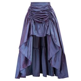 Rokken dames rok retro ruche solide verstelbare hoge lage rok elastische taille gotische rokken feestclub renaissance steampunk rok lang 230214