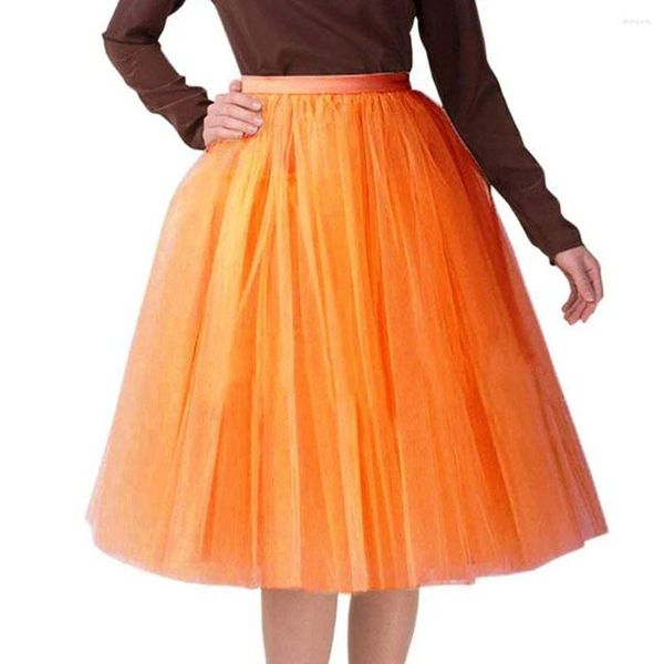 Jupes femmes couleur unie Tulle maille jupe qualité longueur genou adulte danse femmes plissée haute a-ligne Tutu