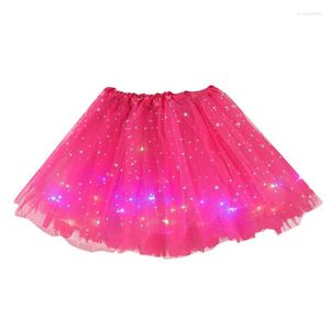 Rokken dames ster pailletten mesh geplooide tule prinses rok met led kleine lamp kleding vrouwelijk jupe femme dames zomer