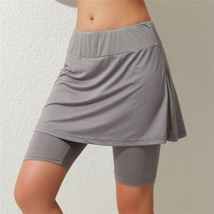 Rokken dames tennis skorts sport atletische shorts rok solide kleur anti blootstelling fitness hoge taille shorts vrouwelijke sportkleding 230211