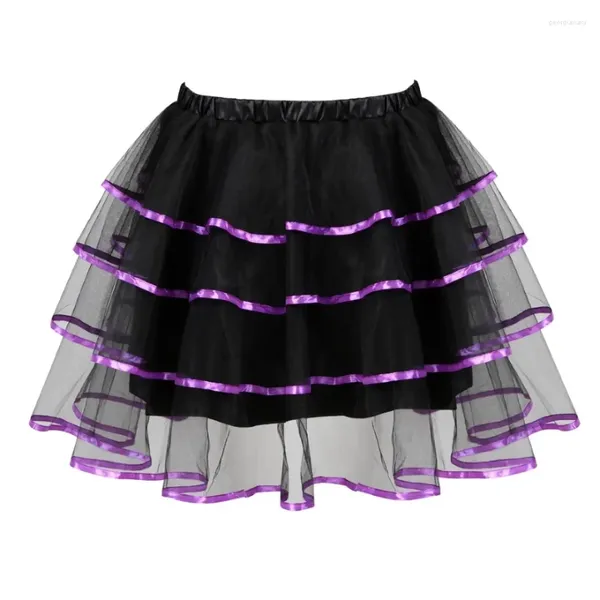 Jupes Femmes Tulle Adultes Sexy Ruffles en couches Mesh Mesh Skirt Ruban Trime Mini Plaid Showgirls Dance