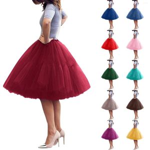 Jupes femmes Tulle Jupe longueur au genou court élégant plissé Tutu maille Vintage Lolita jupon Faldas Mujer Saia Jupe