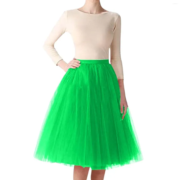 Jupes Femmes Tulle Tutu Jupe Robe Midi Plissée Danse Lolita Princesse Jupon Jupe Femme Fête Puffy Robe