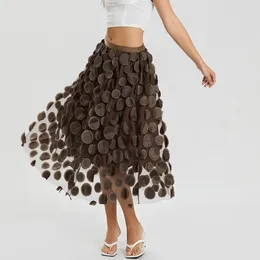 Faldas para mujeres tul tutu falda ropa de verano color sólido 3d dot elástico malla hada a-línea ropa femenina streetwear