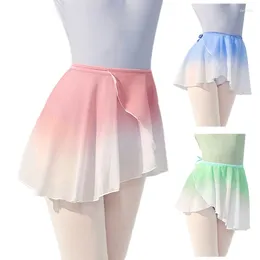 Jupes pour femmes changements swing ballet jupe ajusté de taille ajustée dance gymnastique plissée sur un écharpe enveloppe tutus
